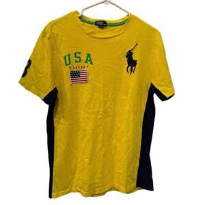 Polo Ralph Lauren Shirt Crew Neck Sz XL (18-20) Youth Short Sleeve American Flag